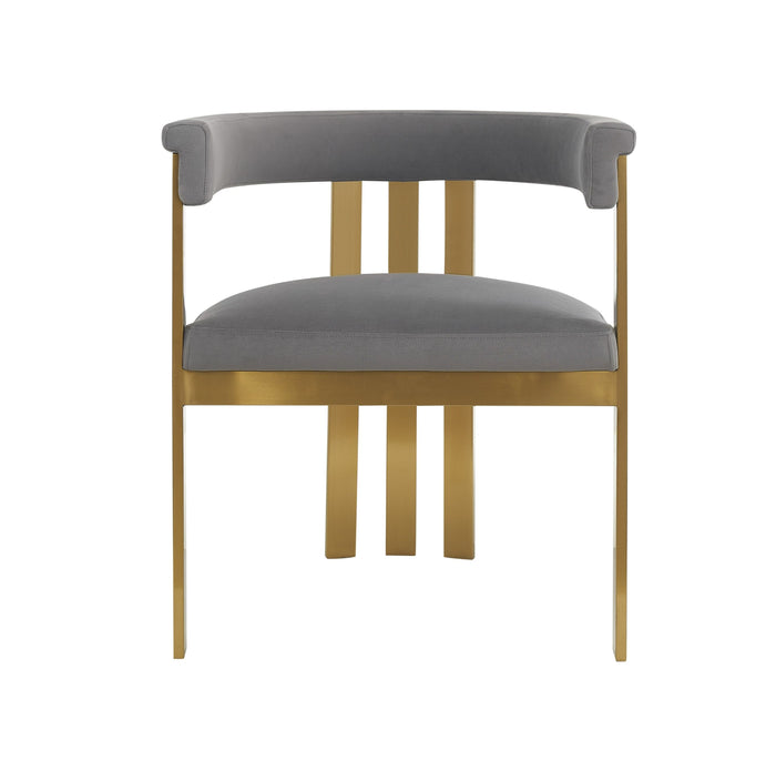 Thisbe Modern Grey Velvet + Champagne Gold Dining Chair