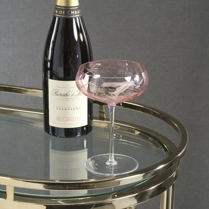 Audrey Blush Hand Etched Martini/Champagne Glass  - Set of 8