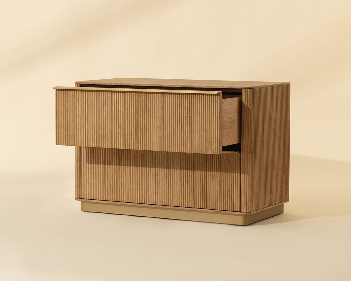 Kalla 36" Large Black Reeded Oak & Brushed Gold Nightstand