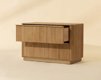 Kalla 36" Large Black Reeded Oak & Brushed Gold Nightstand
