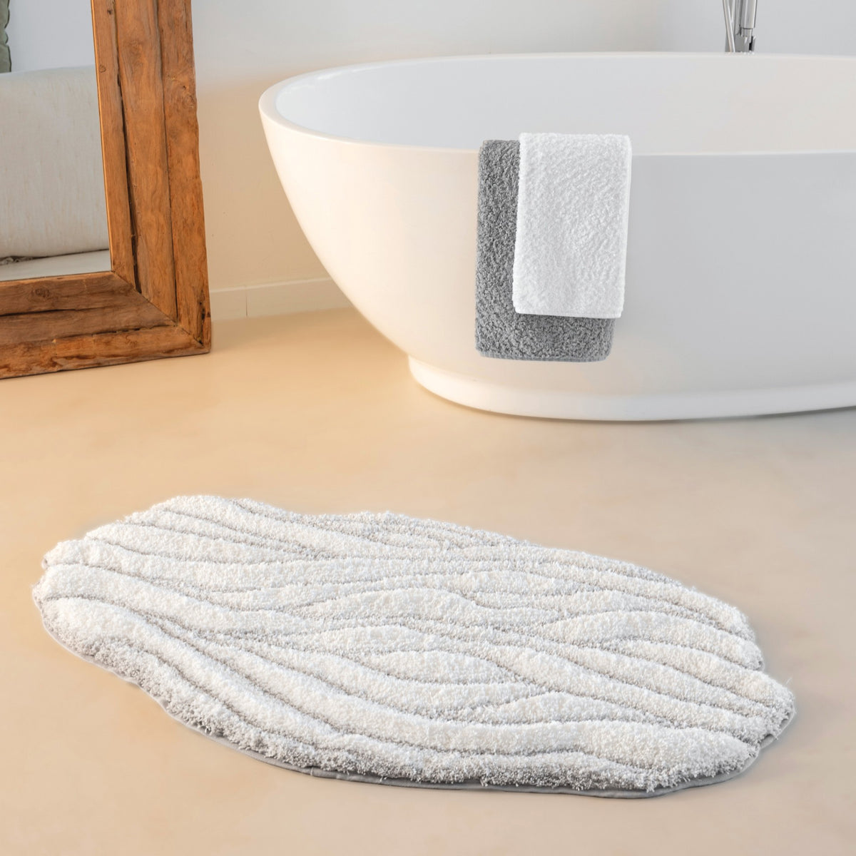 Moss Snow/Silver Luxury Bath Rug