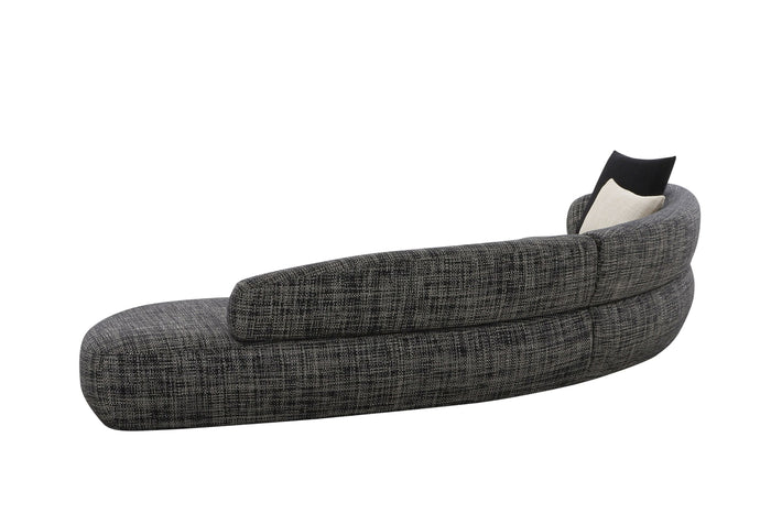 Daytenne Modern Dark Grey Fabric Curved Sectional Sofa