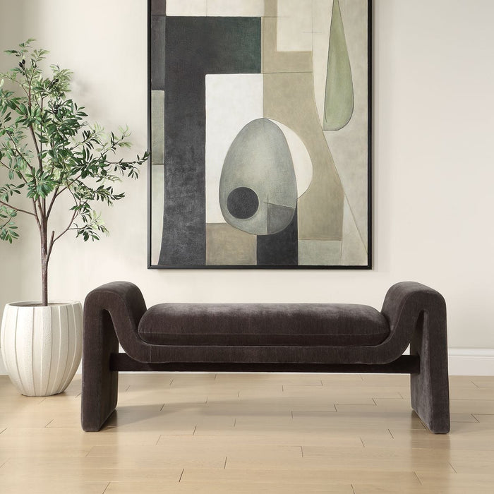 Elara Grey Velvet Bench