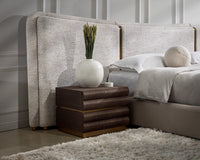 Subira Chocolate Raffia & Gold Nightstand