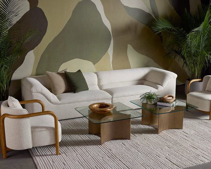 Gladys 127.5" Dove Cream Curved Sofa