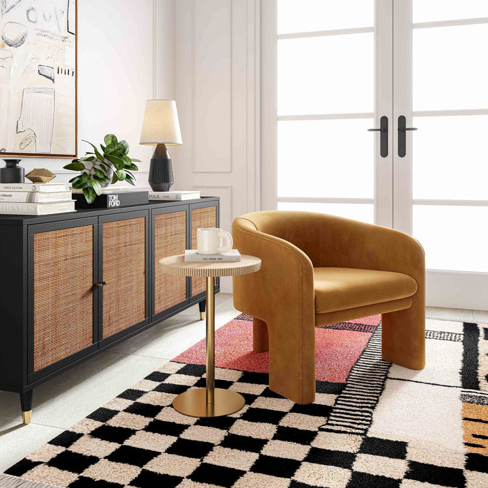 Gattara Cognac Performance Velvet Accent Chair