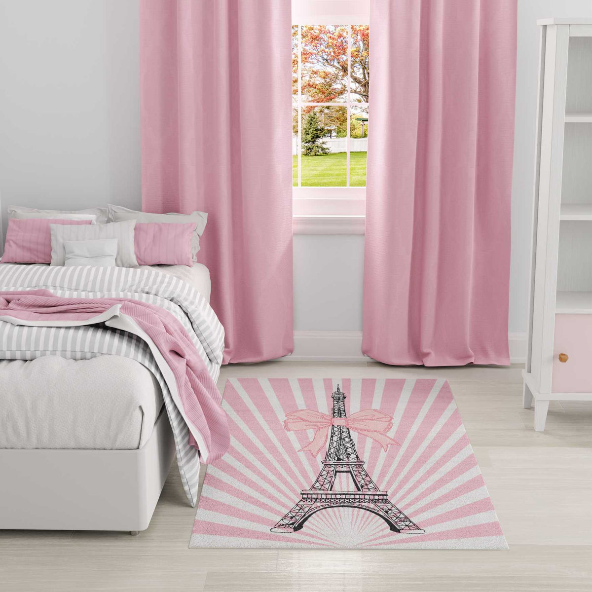Eiffel Tower Pink Area Rug