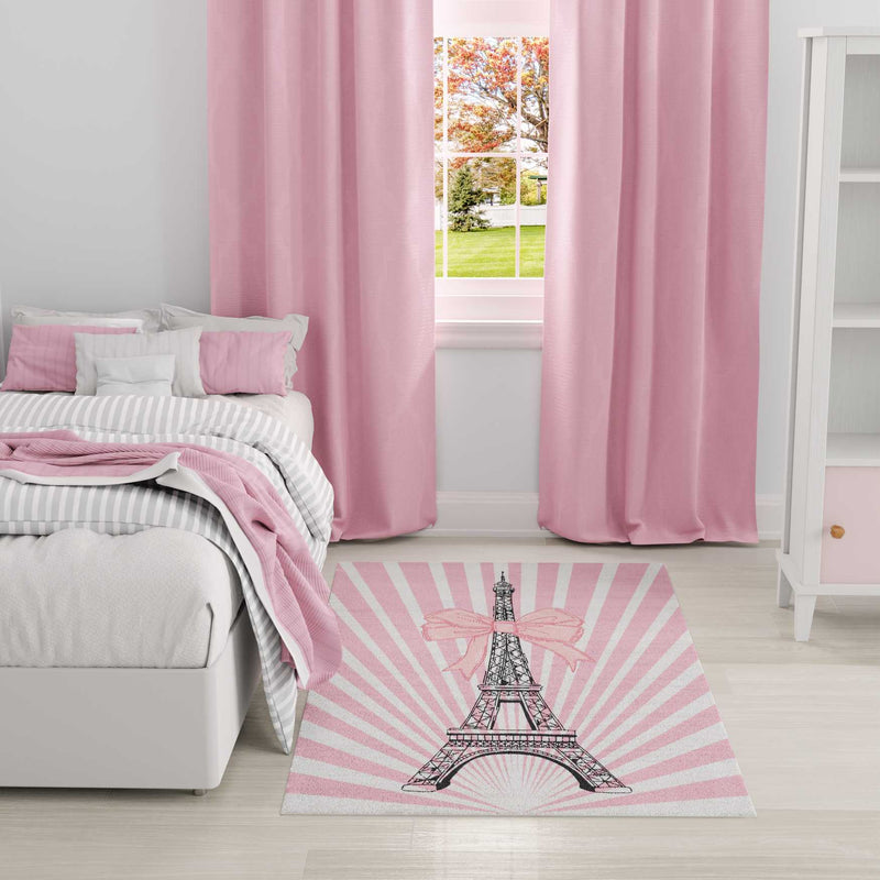 Eiffel Tower Pink Area Rug
