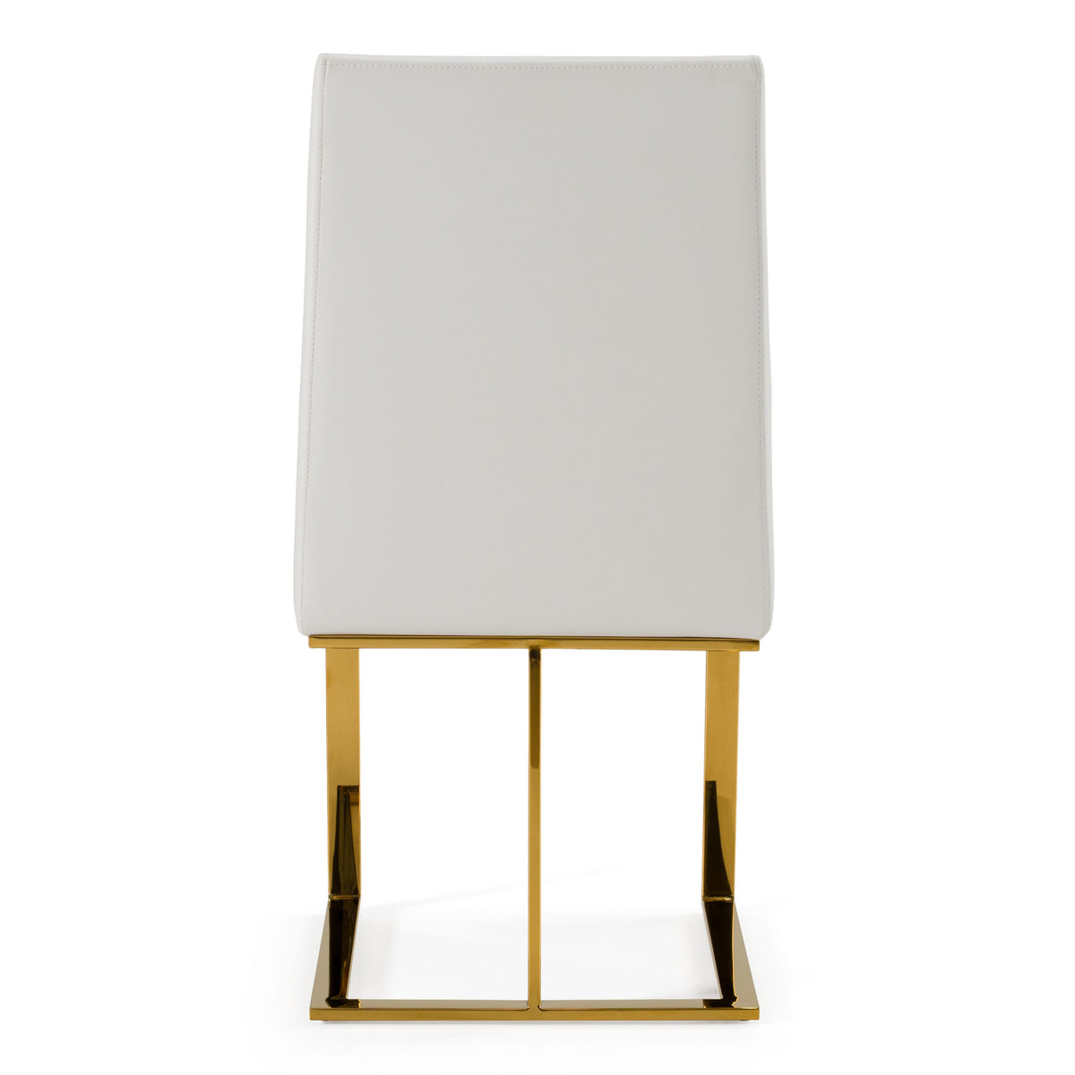Camille Modern White Faux Leather & Gold Dining Chair