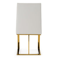 Camille Modern White Faux Leather & Gold Dining Chair