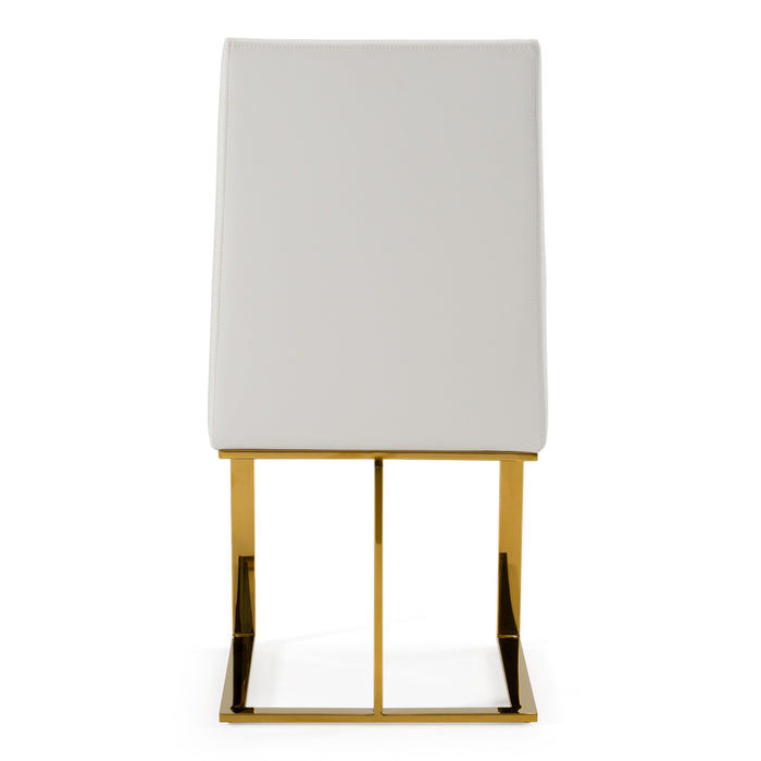 Camille Modern White Faux Leather & Gold Dining Chair