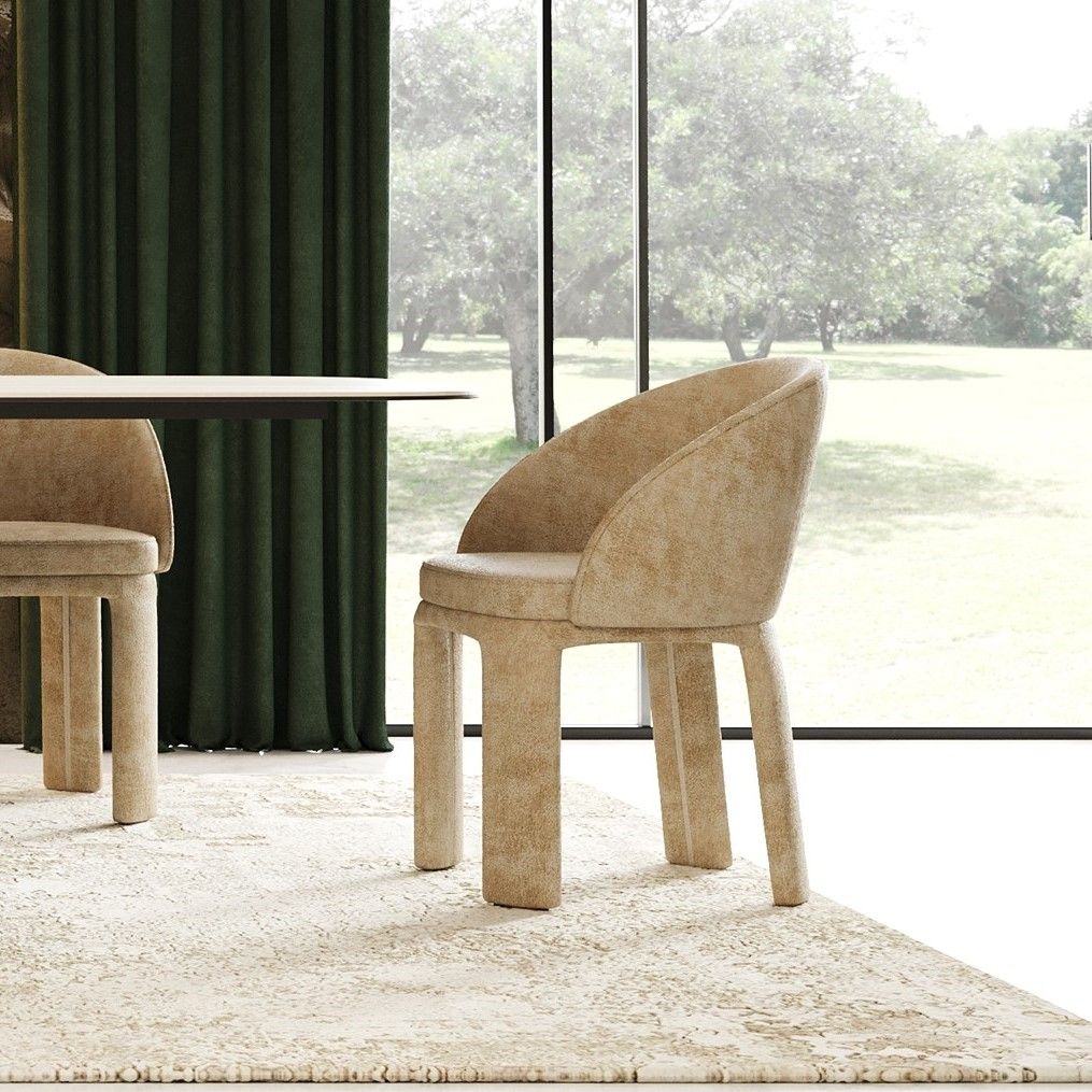 Beatrice Modern Beige Velvet Dining Chair