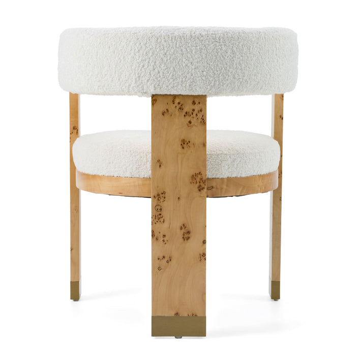 Bernadette Modern Cream & Burl Dining Chair