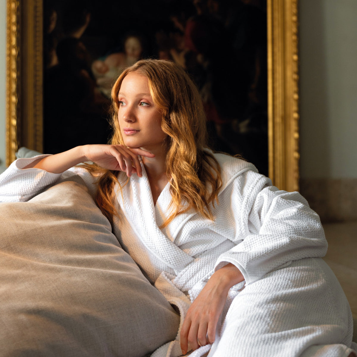 Bee Waffle White Luxury Bath Robe