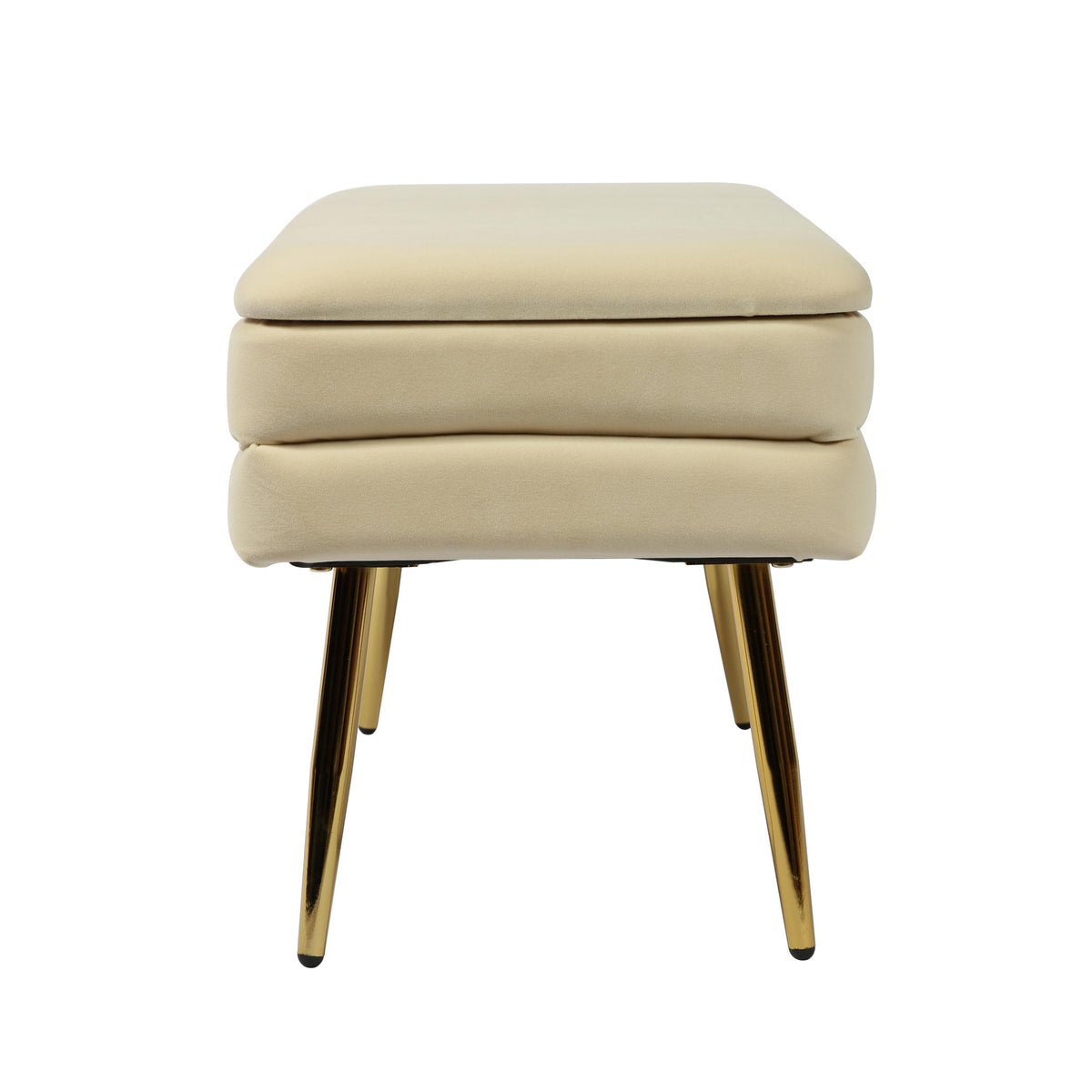 Kamini 31.3" Cream Velvet Storage Bench