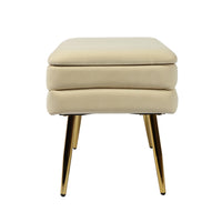 Kamini 31.3" Cream Velvet Storage Bench