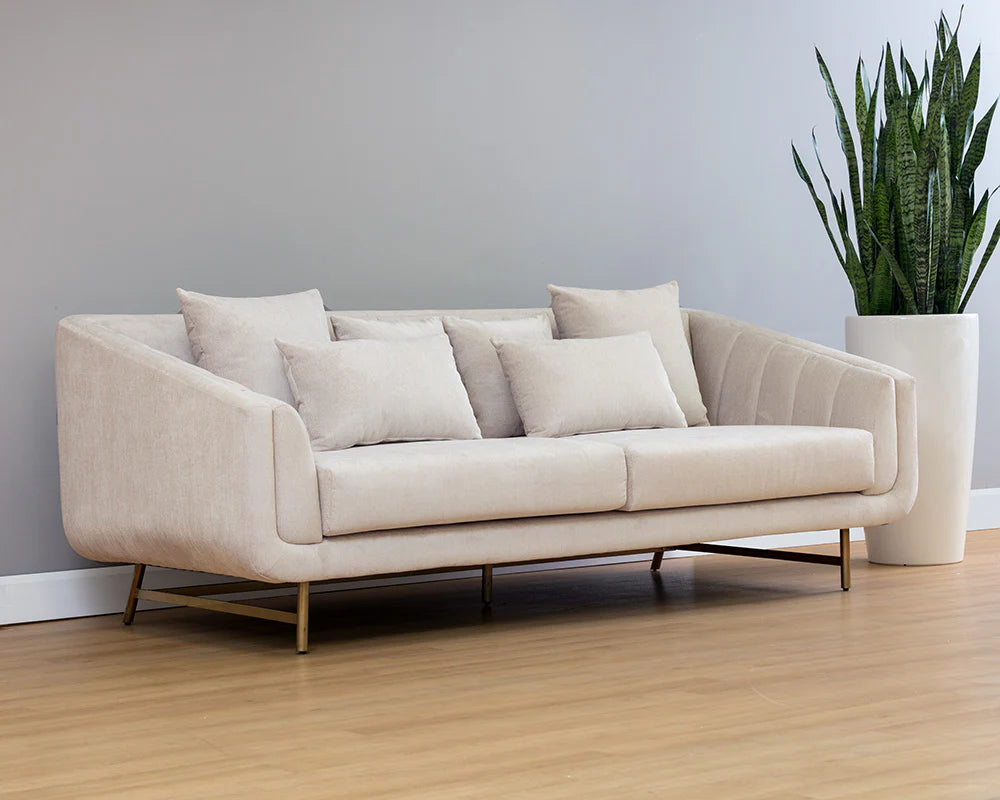 Tayler Performance Fabric & Gold Sofa