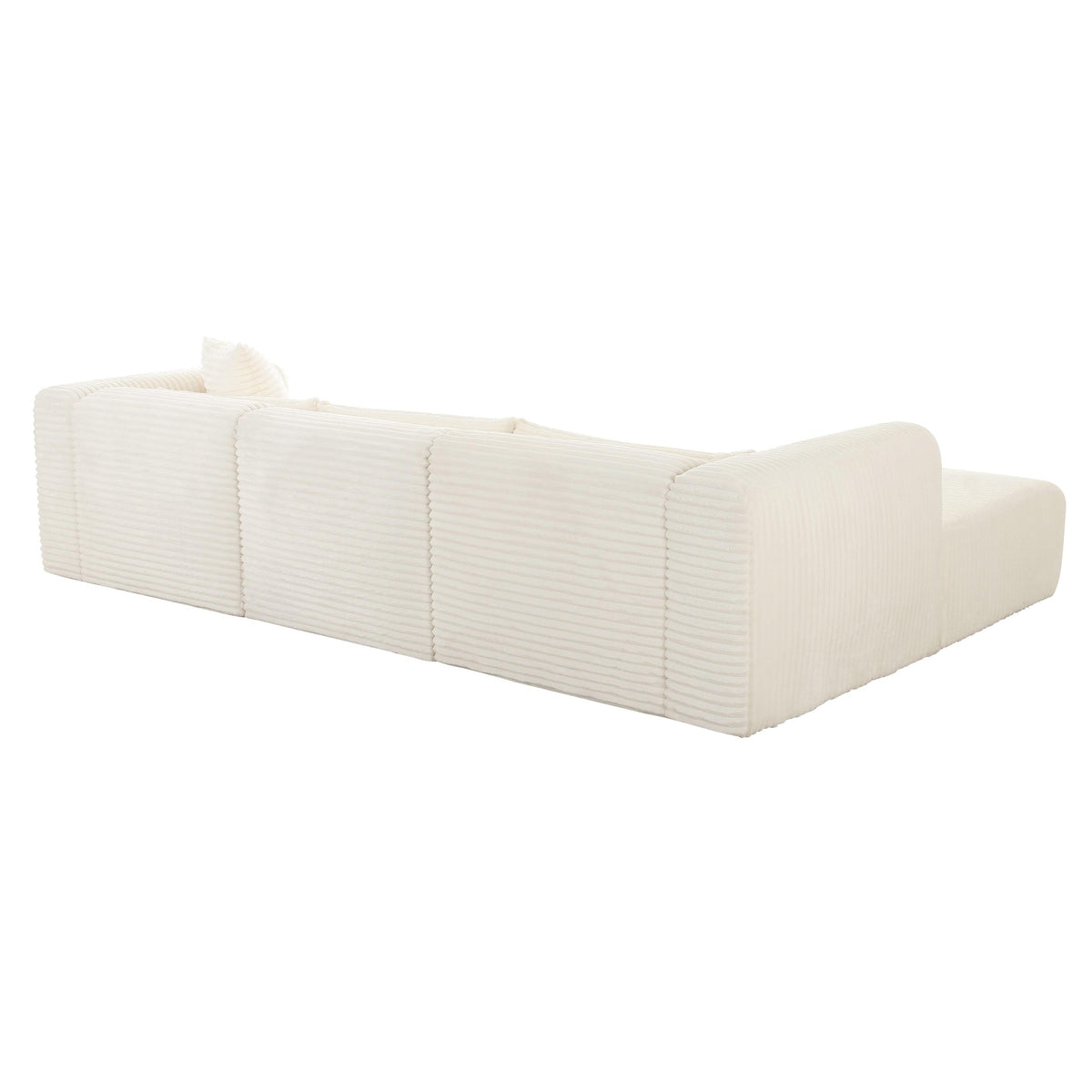 Telav 118" Fluffy Oversized Cream Performance Corduroy Modular LAF Sectional