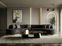 Giovanni 150" Black Curved Sectional Sofa