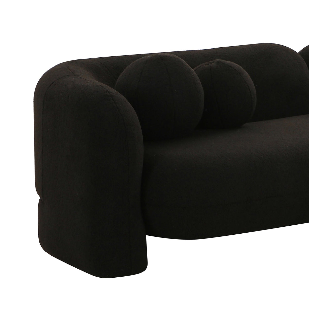Camille 91.2" Black Contract-Grade Faux Fur Sofa