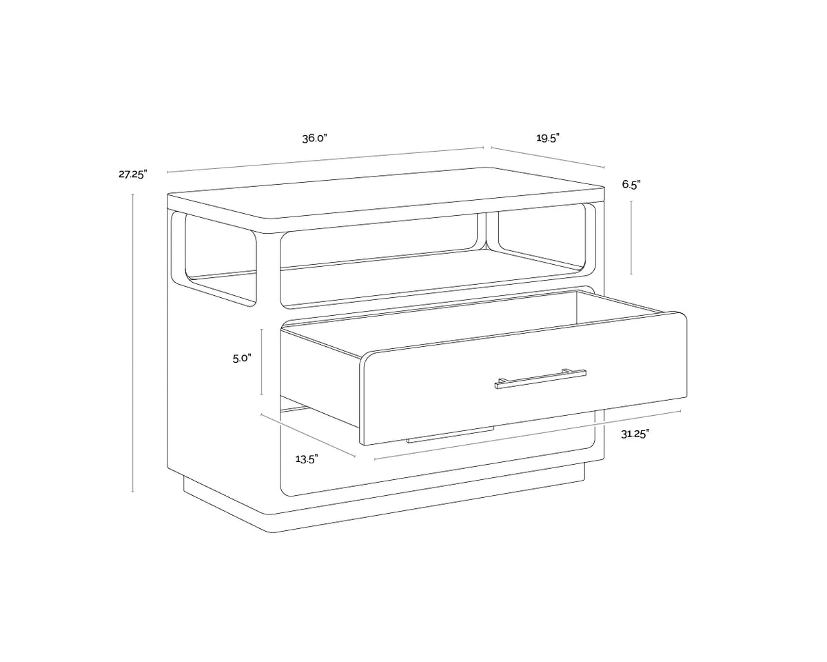 Danette Black Oak & Brushed Brass Nightstand