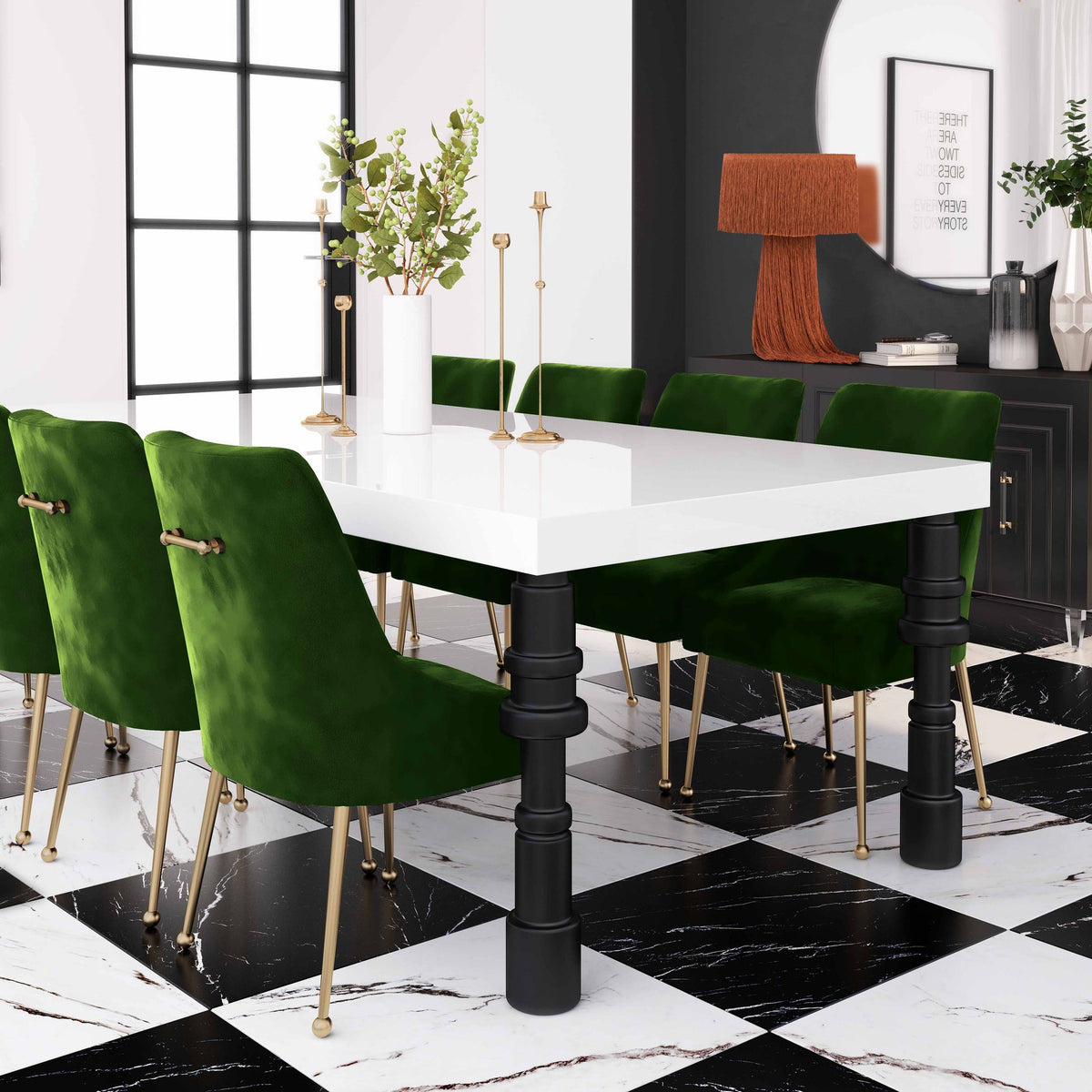 Prado Green Velvet With Gold Frame Chair - Luxury Living Collection