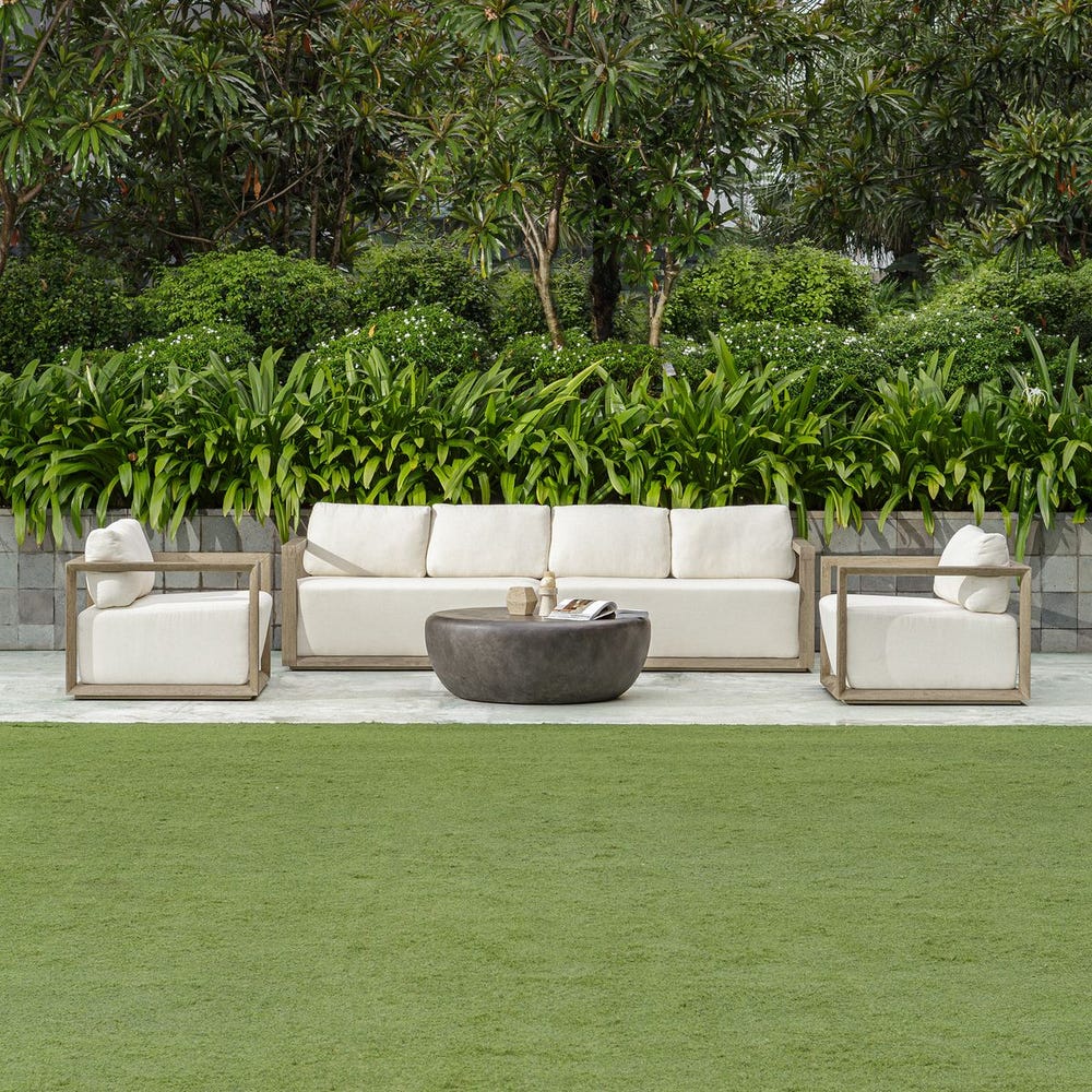 Richie 107" White & Weathered Grey Outdoor Sofa