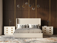 Casy Modern Beige Fabric Bed