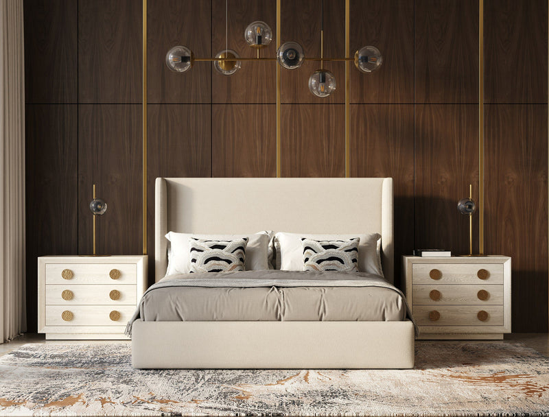 Casy Modern Beige Fabric Bed