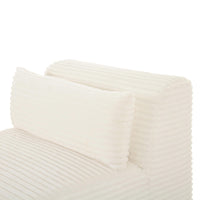 Telav Fluffy Oversized Cream Corduroy Modular Armless Chair