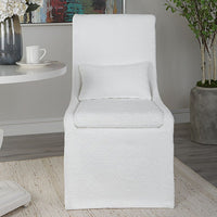 Hazel Armless White Linen Chair