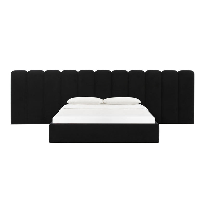 Essence Black Velvet Bed With Side Panels