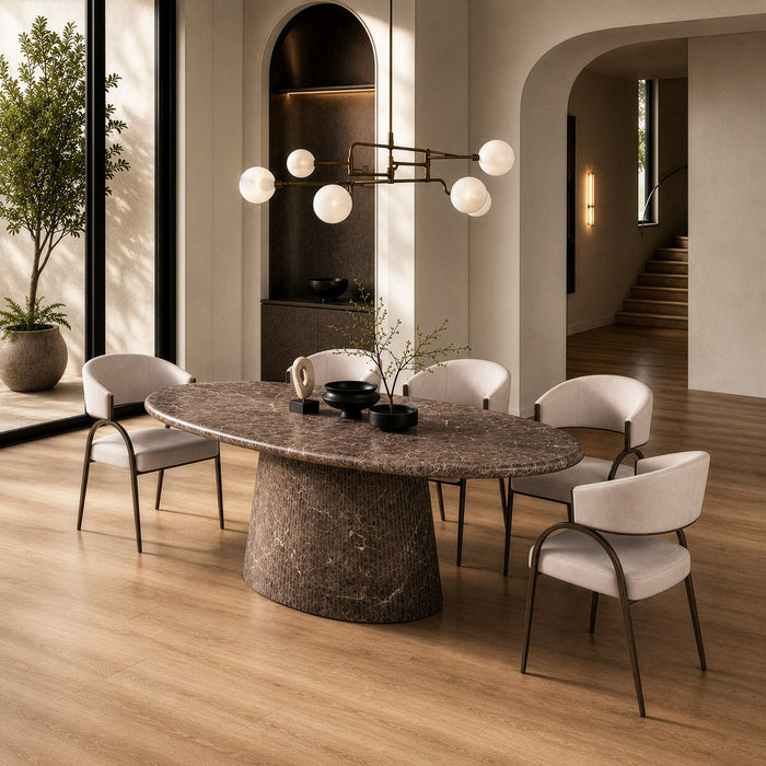 Meagan 82.3" Modern Faux Marble Concrete Oval Dining Table