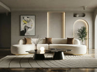 Giovanni 150" Glam Beige Fabric Curved Sectional Sofa