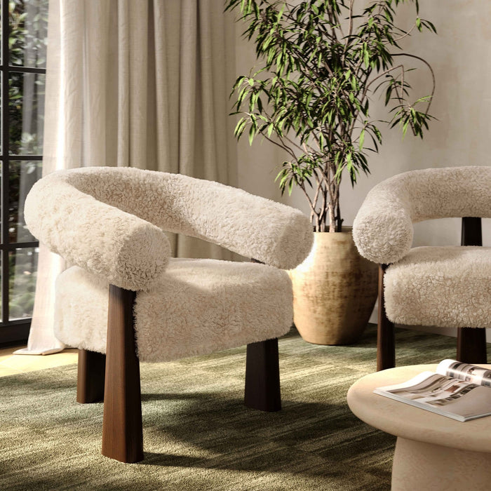 Spara Natural Straight Vegan Shearling Accent Chair