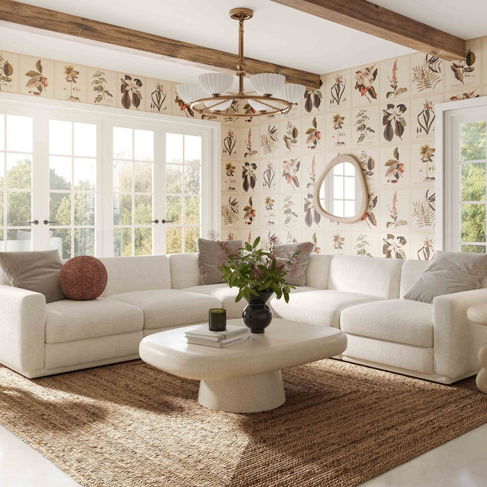 Arabella Cream Chenille Modular Armless Chair