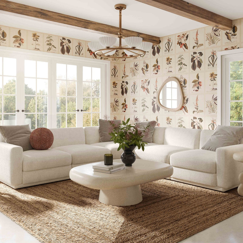 Arabella Cream Chenille Modular Armless Chair