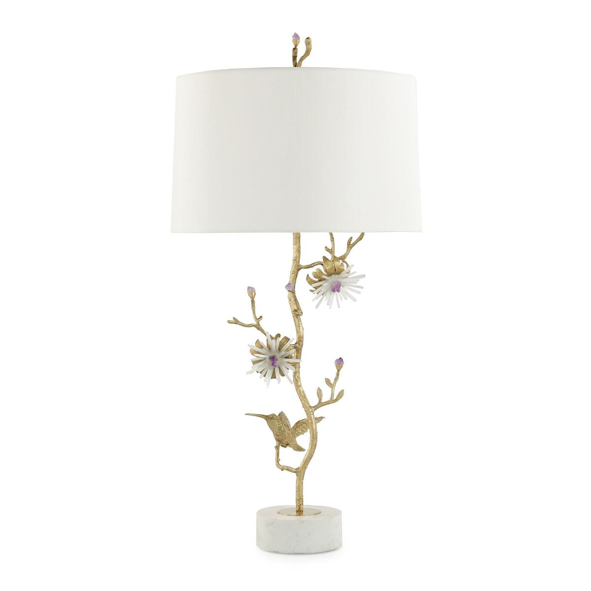 Brooks Garden Flowers of Selenite and Amethyst Table Lamp