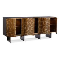 Seasons 87" Six-Door Espresso & Gold Sideboard