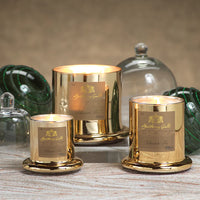 Apothecary Siberian Fir Scented Gold Candle with Glass Dome - Set 0f 4 (2 Sizes Available)