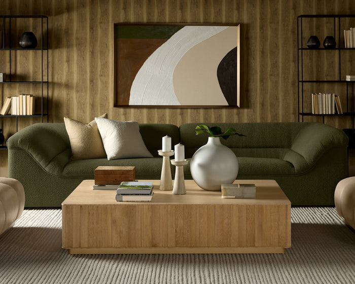 Kalla 65" Natural Oak & Brushed Gold Coffee Table