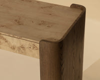 Beryl 60" Burl Veneer & Brown Oak Desk Console Table