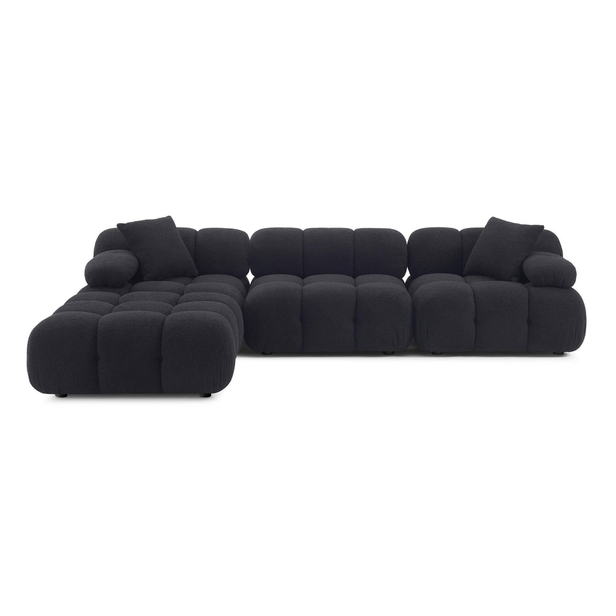 Vogue 118.2" Black Performance Vegan Shearling 4-piece Modular Sectional
