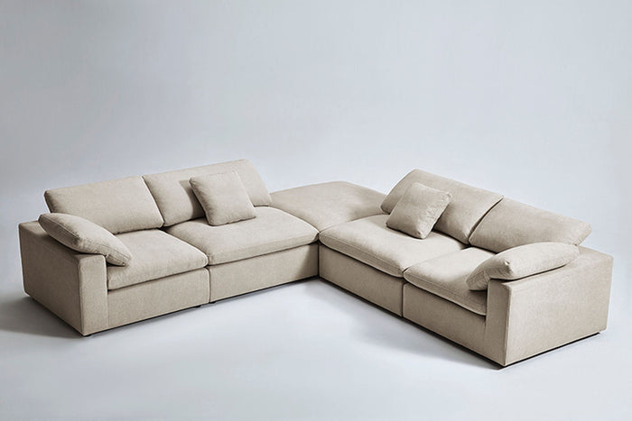 Trilla Modern Modular Cream Fabric Sectional Sofa