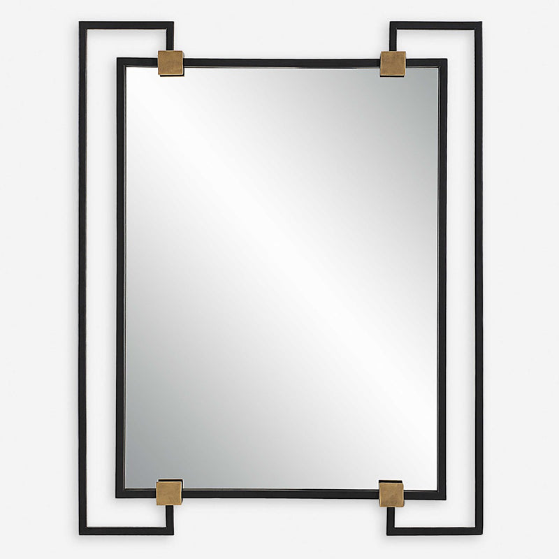 Modern Industrial 42" Black & Gold Mirror