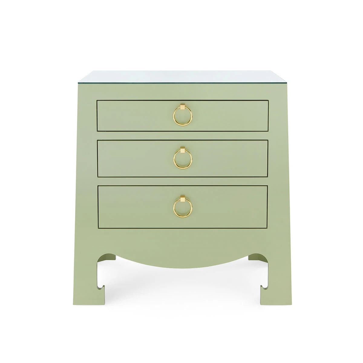 Maylee 26" Green Glass Top & Gold Nightstand
