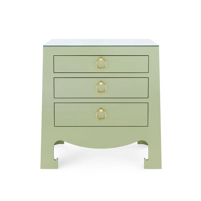 Maylee 26" Green Glass Top & Gold Nightstand