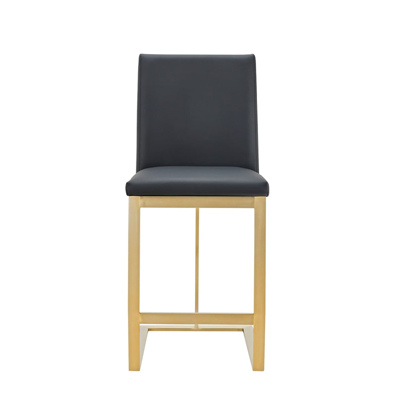 Camille Modern Dark Grey & Gold Steel Counter Stool