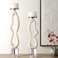 Ferrah White Stone & Gold Candleholders (Set of 2)