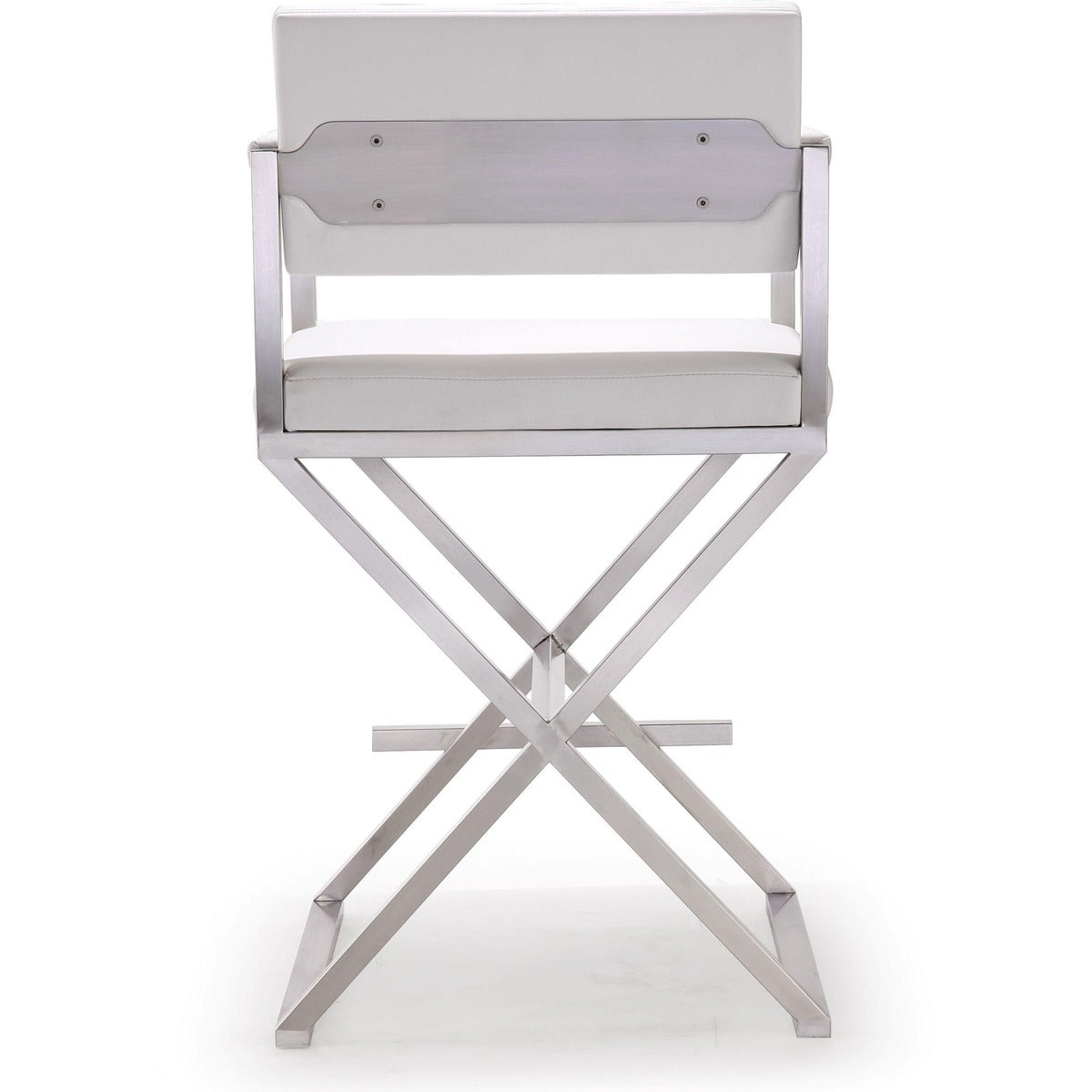 Lila White Faux Leather & Steel Counter Stool - Luxury Living Collection